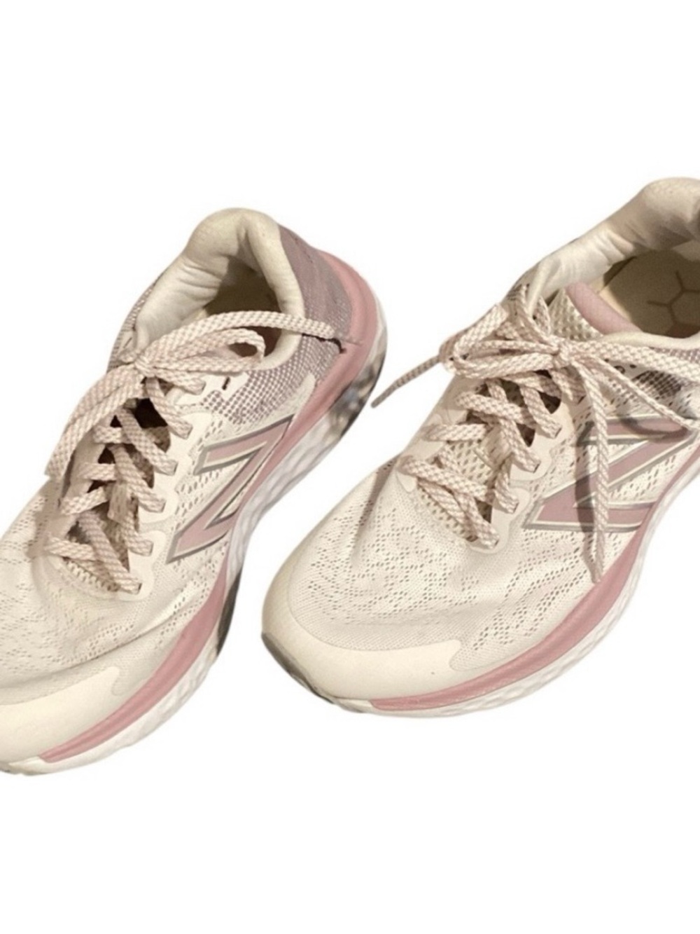New Balance Women's Cream & Pink Athletic Running Shoes - Picture 2 of 4